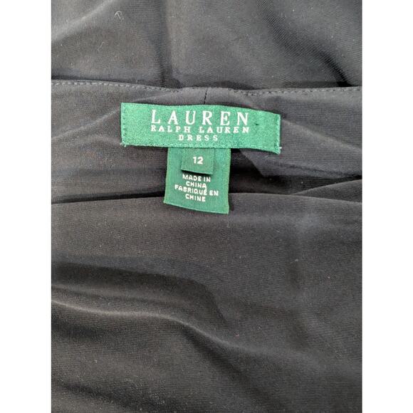 Ralph Lauren Black and White Draped Waist Sleeveless Sheath Dress Size 12 - Picture 7 of 8